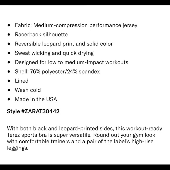 NWT Terez REVERSIBLE leopard Print Sports Bra, S+M - Picture 10 of 10